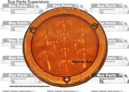 Bus LED Amber 4" Round Signal Turn Lamp with Reflector Flange